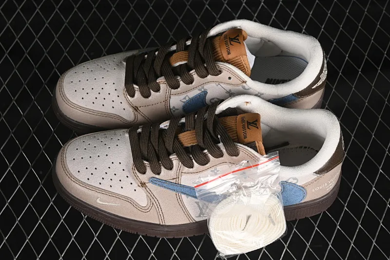 All categories Air Jordan Jordan series basketball shoes Air Jordan 1 Low High-end customized low-top sneakers Travis Scott x Fragment Design x Air Jordan 1 Low OG SP AJ1 LV joint blue gray brown low-top cultural casual sneakers CH6336-022